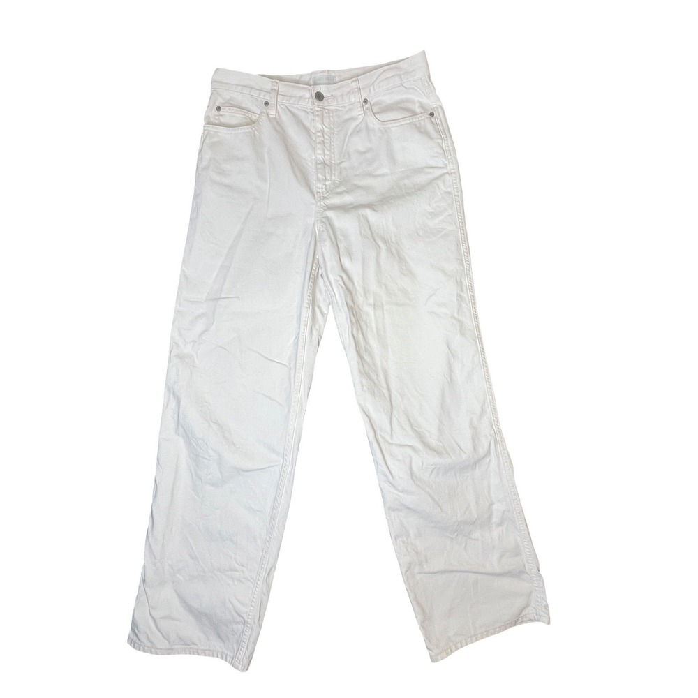 Uniqlo Jeans Womens 27x31 White Wide Leg High Rise Cotton Denim Gorpcore Baggy